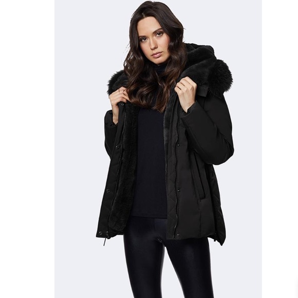 DAWN LEVY Jackets & Blazers - Luka Fitted Parka with Velvet and Fur Trim